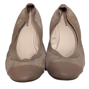 Cole Haan Shimmer Rose Gold and Taupe Slip on ballet Shoes Women's 7.5 Cap Toe
